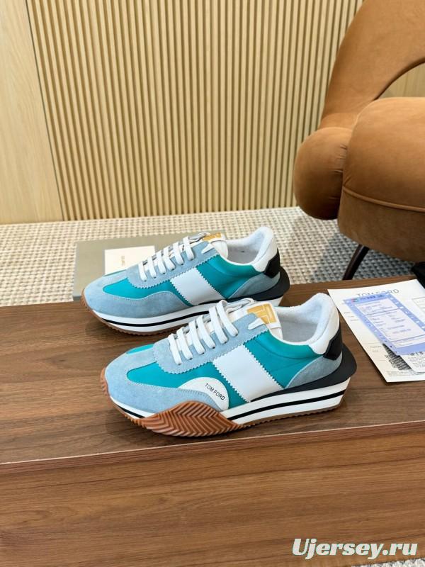 2025 Unisex TOM FORD Blue White Black Suede Leather Sneakers LY00360(F)/LY00370(M)