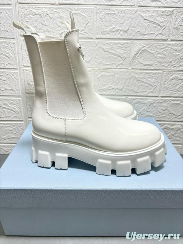 2024 Women Prada White Leather Boots MJ00380