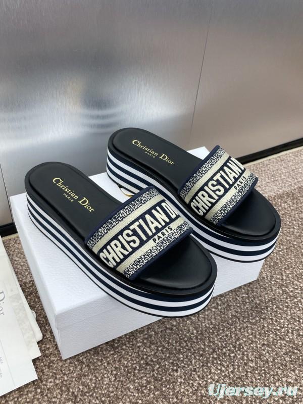 2025 Slippers Dior Black Canvas Slippers