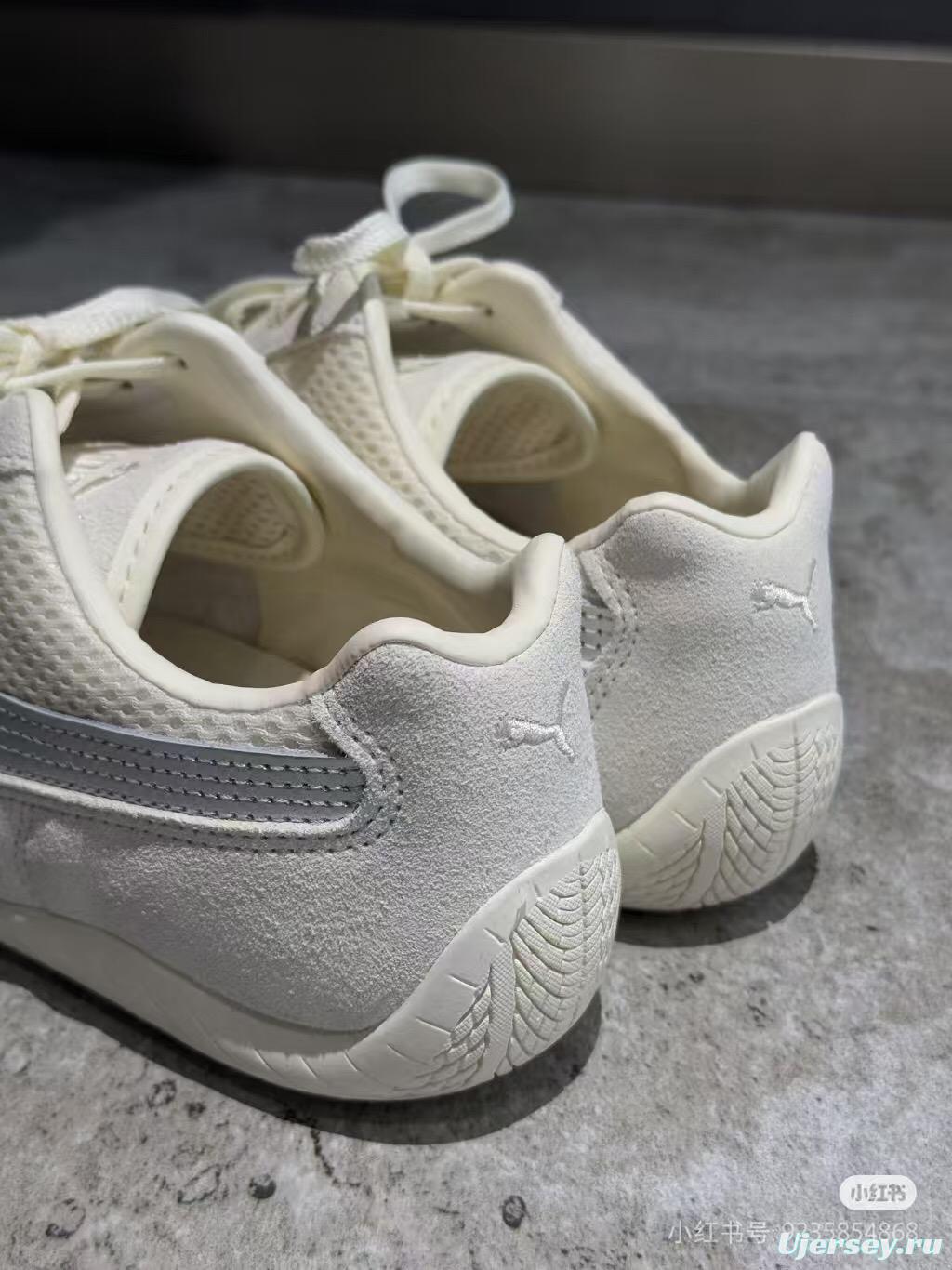 2025 Unisex Puma Milk White Grey Suede Mesh Sneakers SPEEDCAT KFY00260