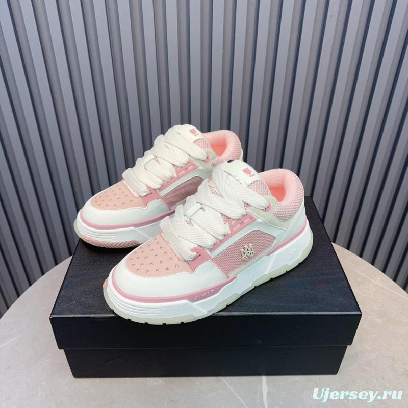 2024 Women Amiri Pink White Leather Mesh Sneakers MJ00360