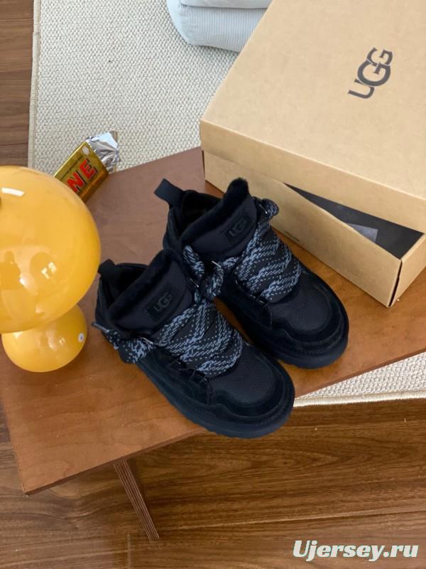 2024 Women UGG Black Knit Suede Sneakers