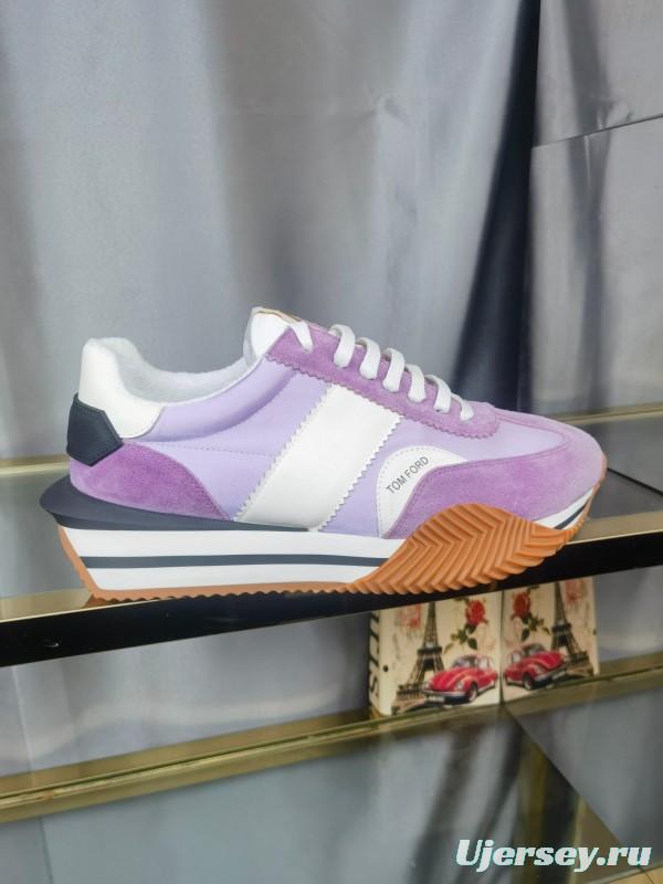 2025 Unisex TOM FORD Purple White Suede Leather Sneakers LY00360(F)/LY00370(M)