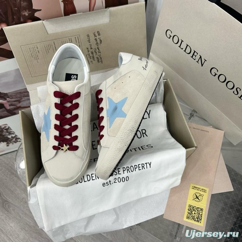 2025 Women GGDB Blue White Leather Sneakers MJ00260