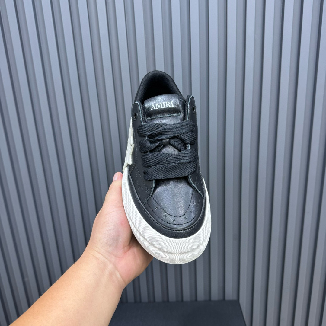 2024 Unisex Amiri Black White Leather Sneakers MJ00300