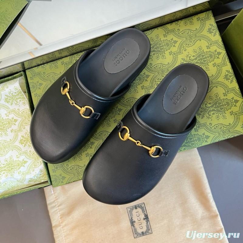 2024 Slippers Gucci Black Leather Slippers