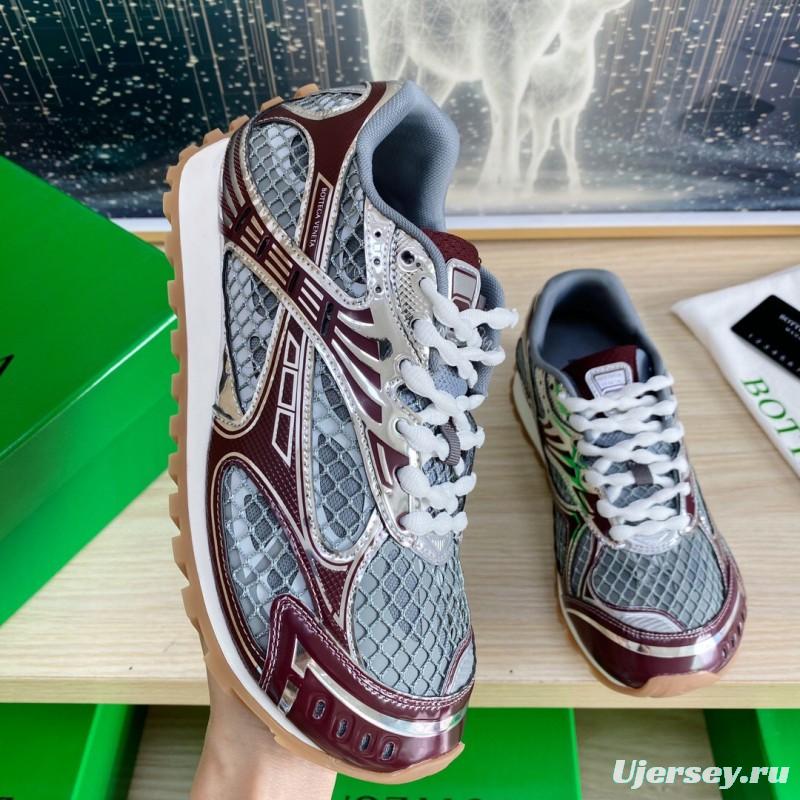 2025 Unisex Bottega Veneta BV Orbit Grey Brown Mesh Runner Sneakers LY00310