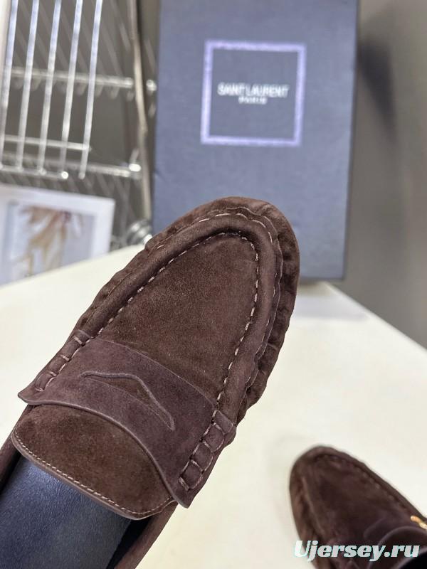 2025 Women Yves Saint Laurent Brown Suede Loafer