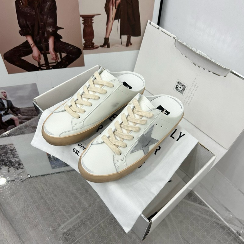 2025 GGDB White Grey Leather Slip-On Sneakers