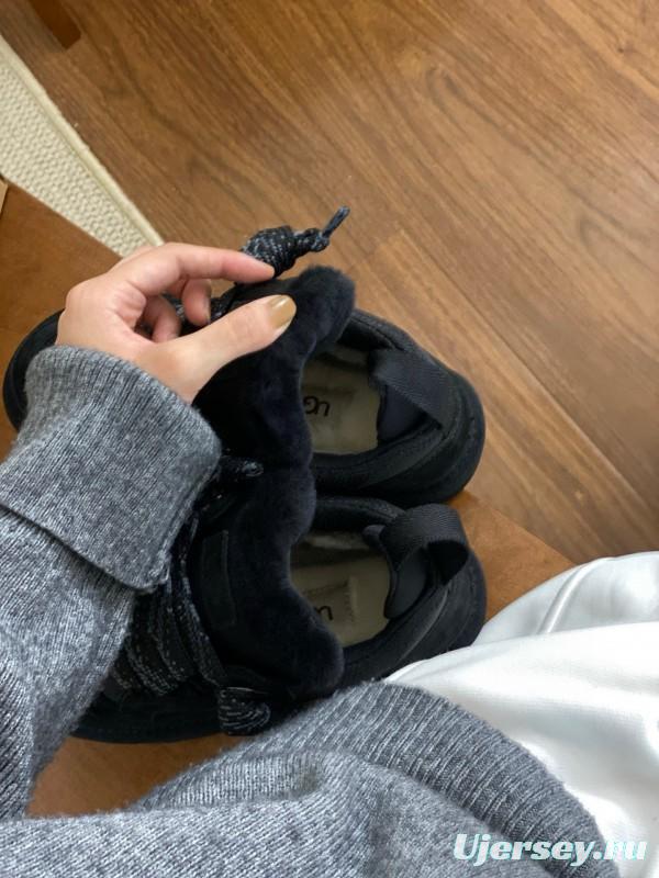 2024 Women UGG Black Knit Suede Sneakers