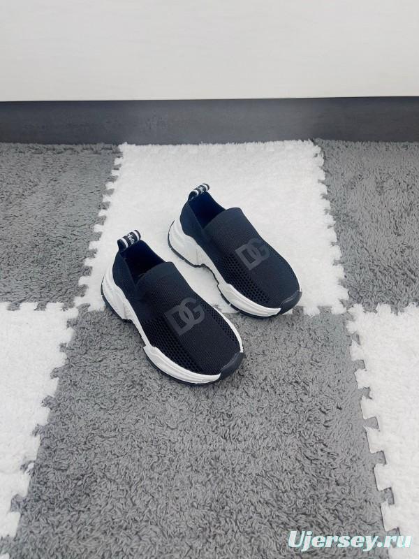 2024 Kids Dolce & Gabbana Black White Mesh Slip-On Sneakers