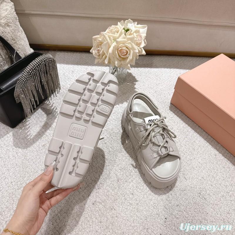 2025 Women Miu Miu White Lycra Sandals LY00280