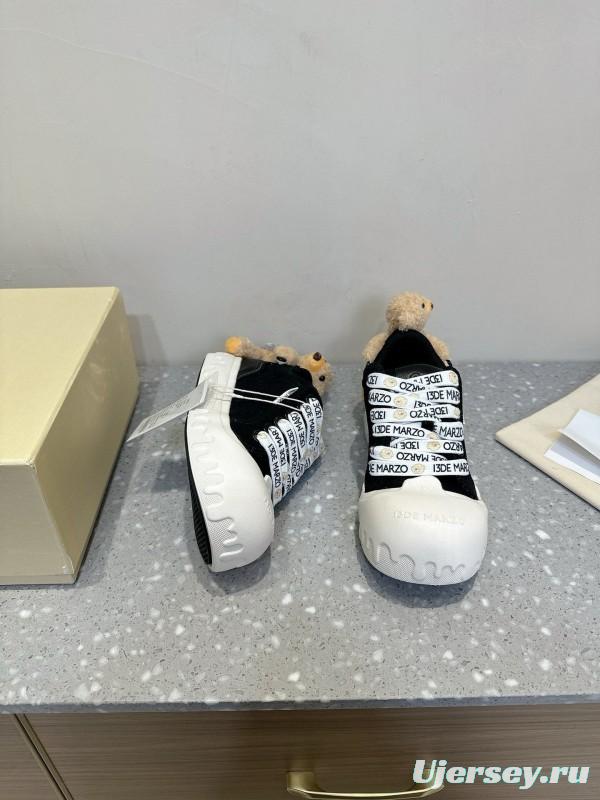 2025 Women 13DE MARZO Black Canvas Small Bear Toy Sneakers KFY00280