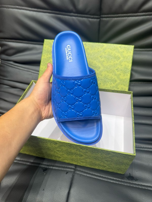 2024 Slippers Gucci Blue Leather Slippers MJ00200