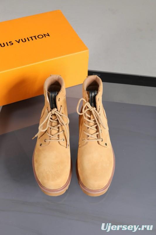 2024 Men Louis Vuitton Beige Nubuck Leather Ankle Boots MJ00470
