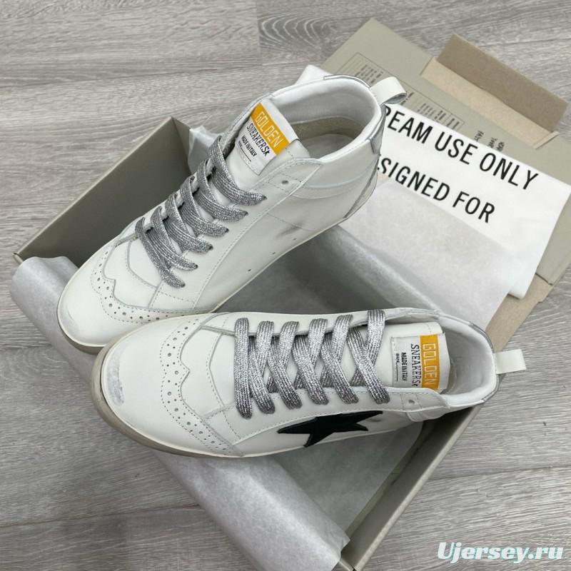 2024 Women GGDB White Black Leather Mid Star High Top Sneakers MJ00300