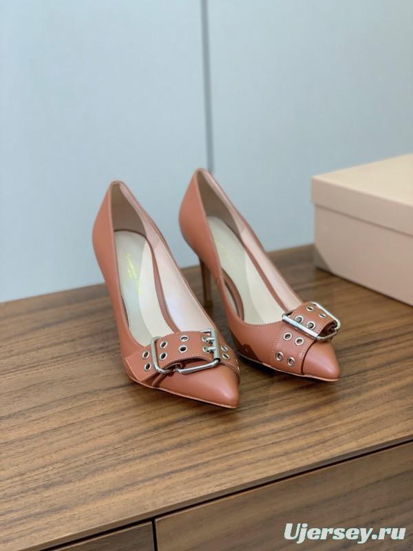 2025 Women Gianvito Rossi Brown Leather Heels KFY00300