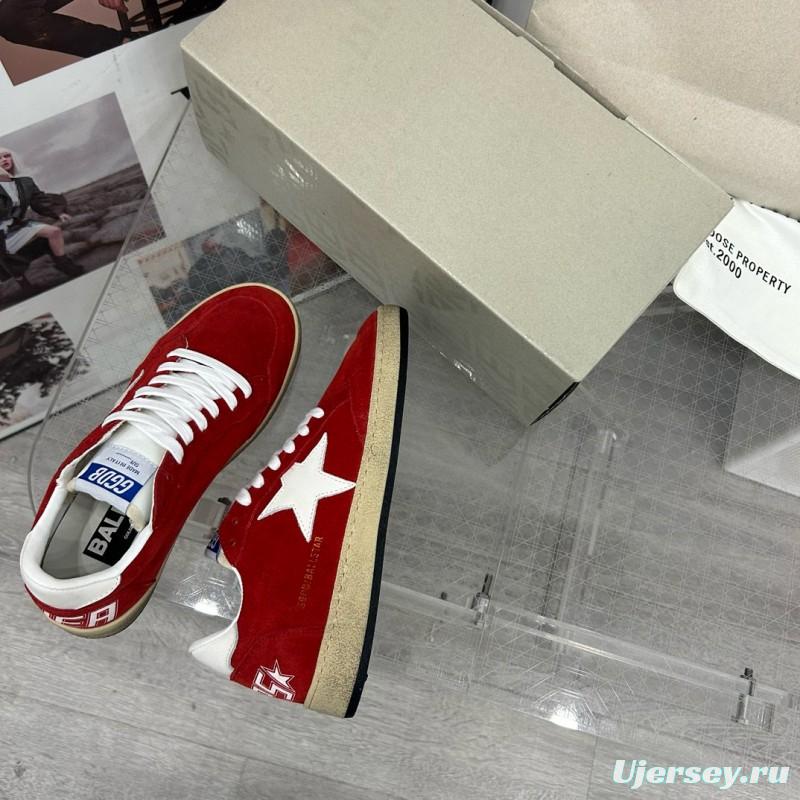 2024 Women GGDB Red Suede White Star Low-Top Sneakers MJ00260