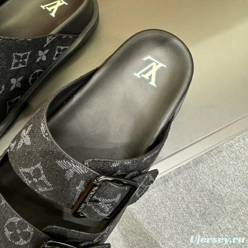 2024 Slippers Louis Vuitton Black Canvas Slippers