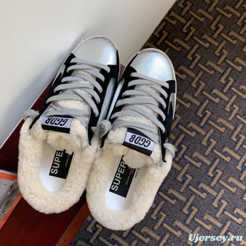 2024 Slippers GGDB White Black Leather Shearling Slippers MJ00280