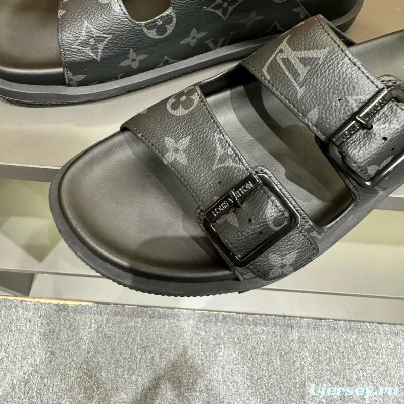 2024 Louis Vuitton Black Leather Slippers MJ00210