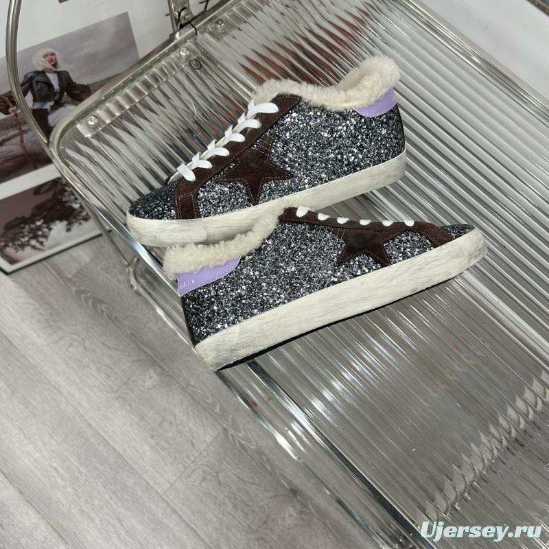 2025 Women GGDB Black Silver Glitter Leather Sneakers MJ00260