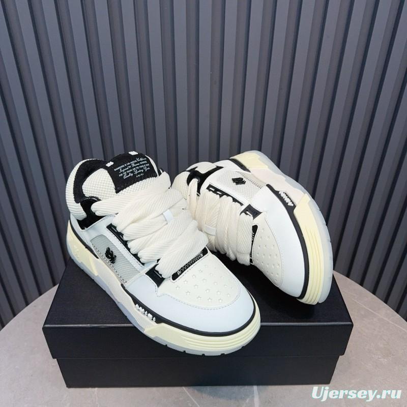 2024 Unisex Amiri White Black Leather Sneakers MJ00360