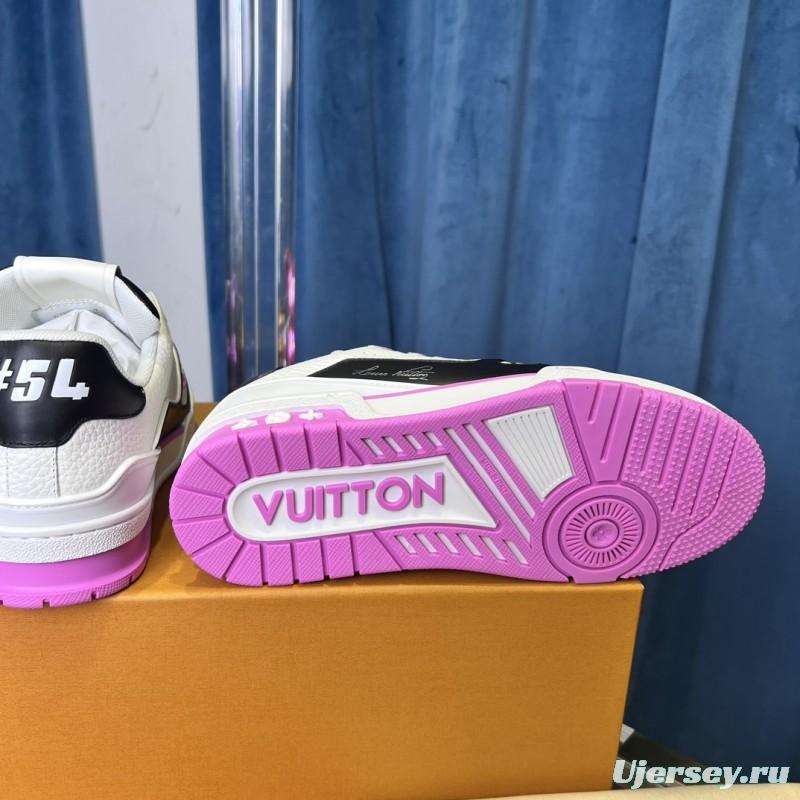 2025 Unisex Louis Vuitton White Black Pink Leather Fabric Trainer