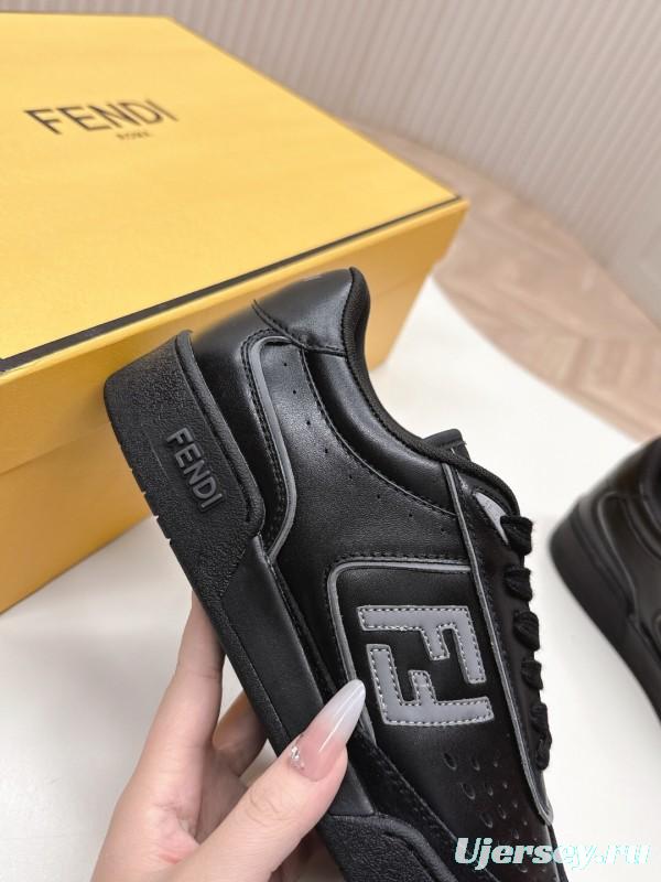 2025 Men Fendi Black Leather Sneakers LY00360(M)
