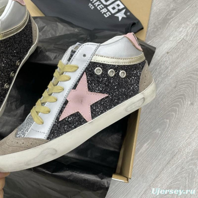 2024 Unisex GGDB pink black silver glitter suede leather high top sneakers MJ00300