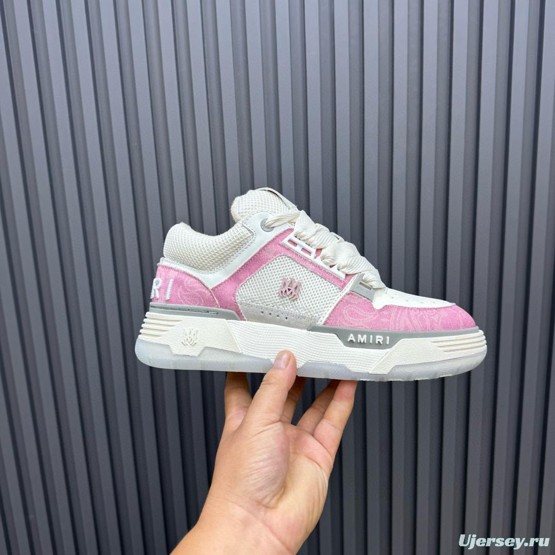 2024 Unisex Amiri Pink White Mesh Suede Sneakers MJ00360