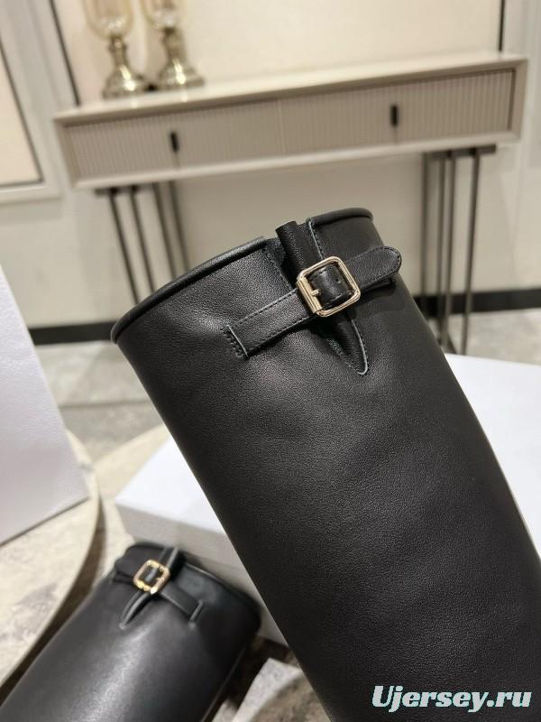 2024 Women Dior Black Leather Boots CJ Serial