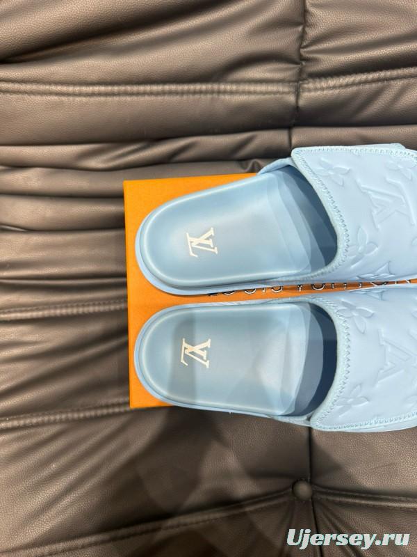 2024 Slippers Louis Vuitton light blue synthetic leather Slippers MJ00200