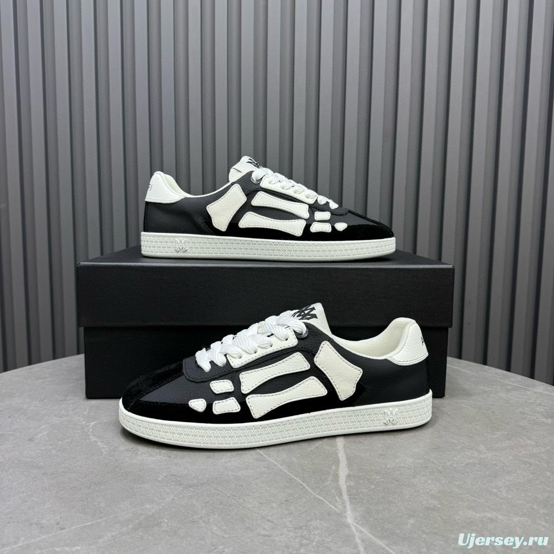 2024 Unisex Amiri Black White Leather Sneakers MJ00300