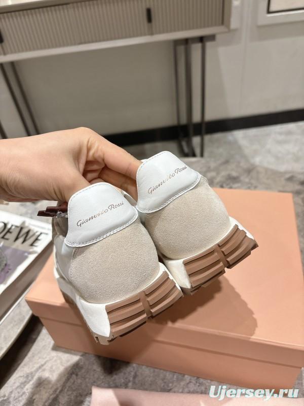 2025 Women Hermès White Beige Leather Mesh Sneakers