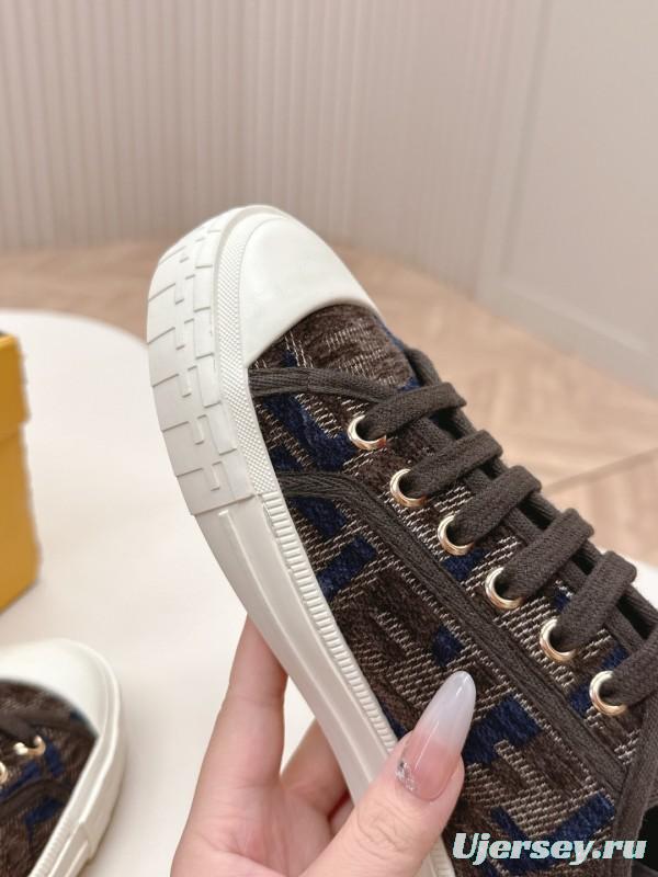 2025 Women Fendi Brown Black Canvas Sneakers LY00280