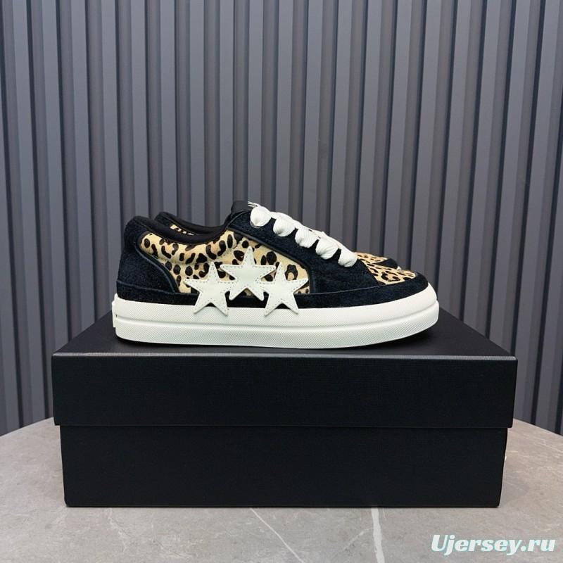 2024 Women Amiri Black Leopard Suede Leather Sneakers MJ00300
