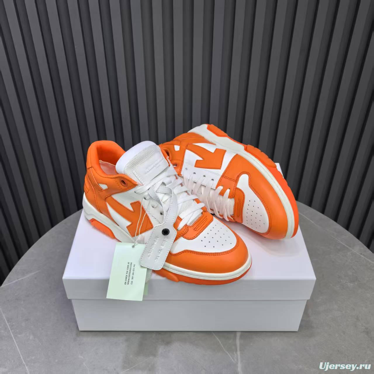2025 Unisex Off-White Orange White Leather Sneakers MJ00320