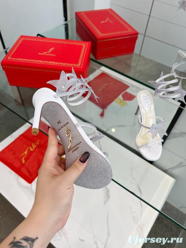 2025 Women RC Silver Crystal Satin High Heel Star Pattern LY00340