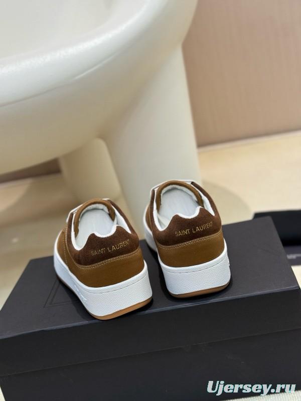 2024 Unisex Yves Saint Laurent Brown Canvas Leather Casual Sneakers