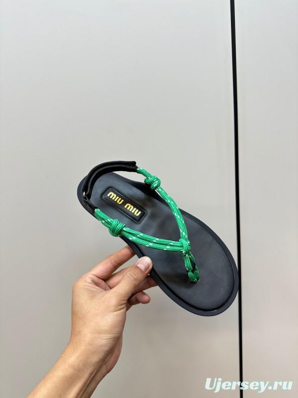 2025 Women Miu Miu Brown Leather Sandals