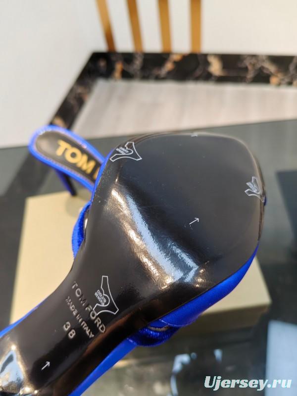 2025 Women TOM FORD Blue Velvet High Heel Mules