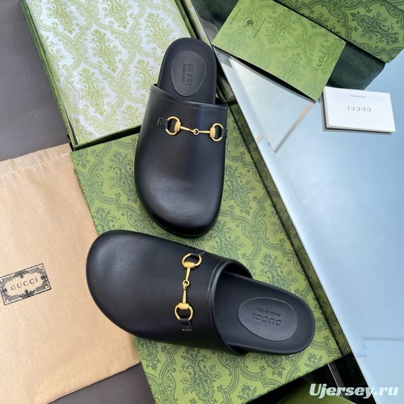 2024 Slippers Gucci Black Leather Slippers