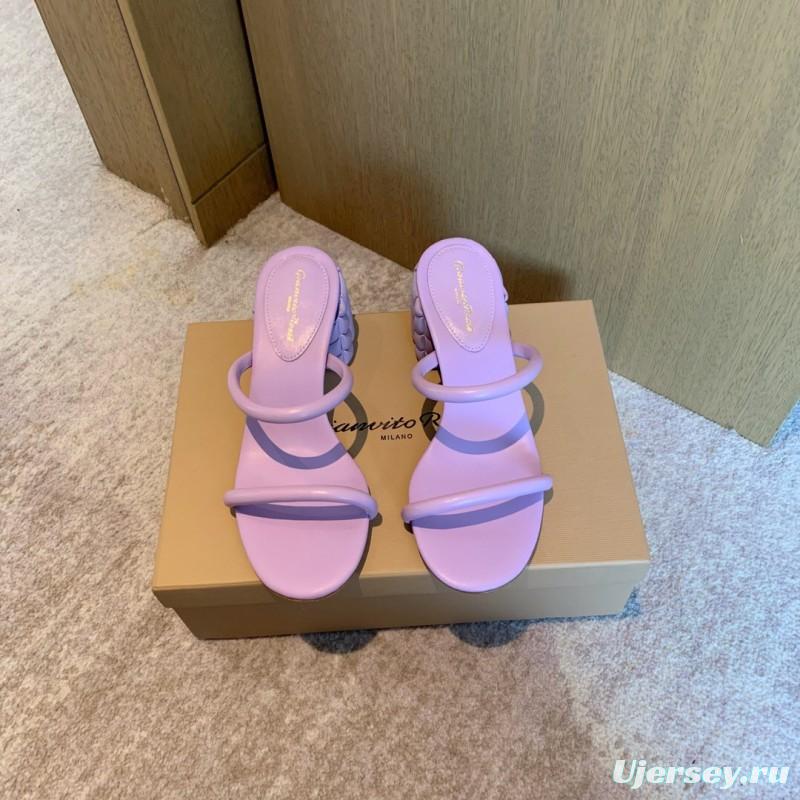2025 Women Gianvito Rossi Purple Leather Slippers