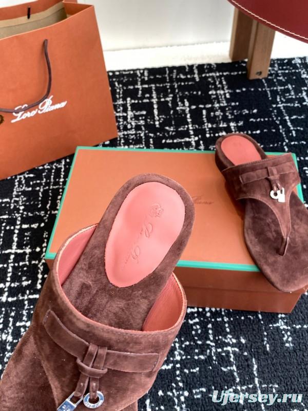 2025 Women Le Parmentier Brown Suede Slippers KFY00280