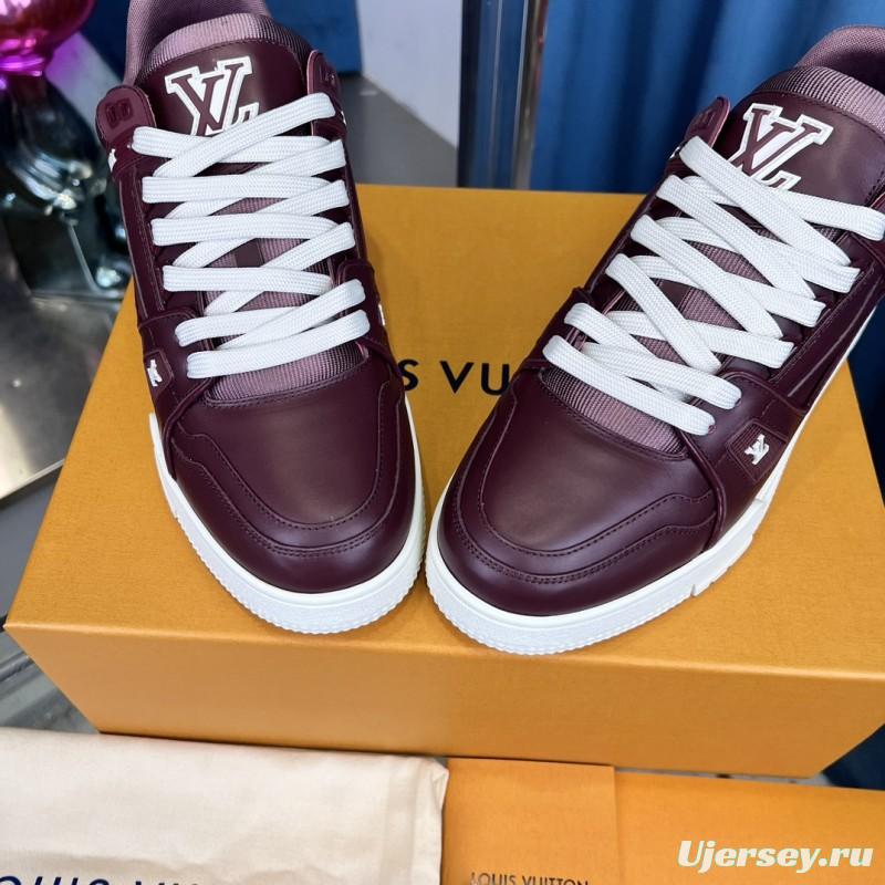 2025 Unisex Louis Vuitton Purple White Leather LV Trainer