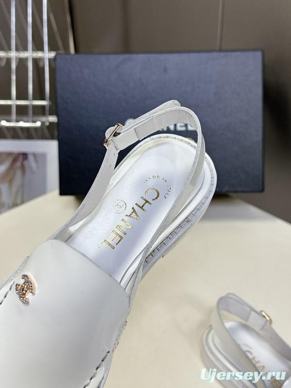 2025 Women Chanel White Leather Loafers