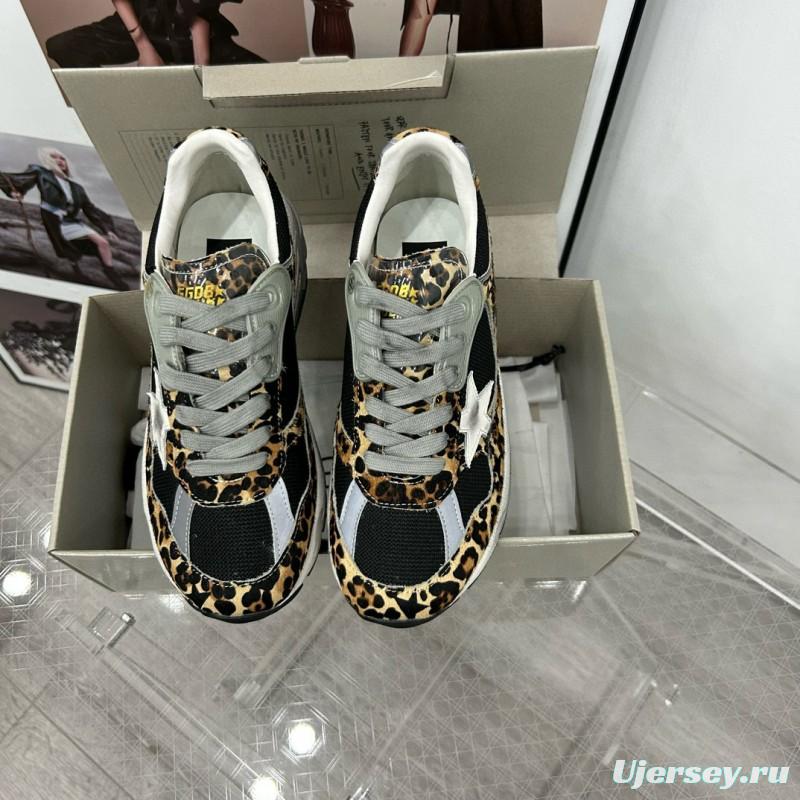 2024 Women GGDB Leopard Black Grey Mesh Leather Sneakers