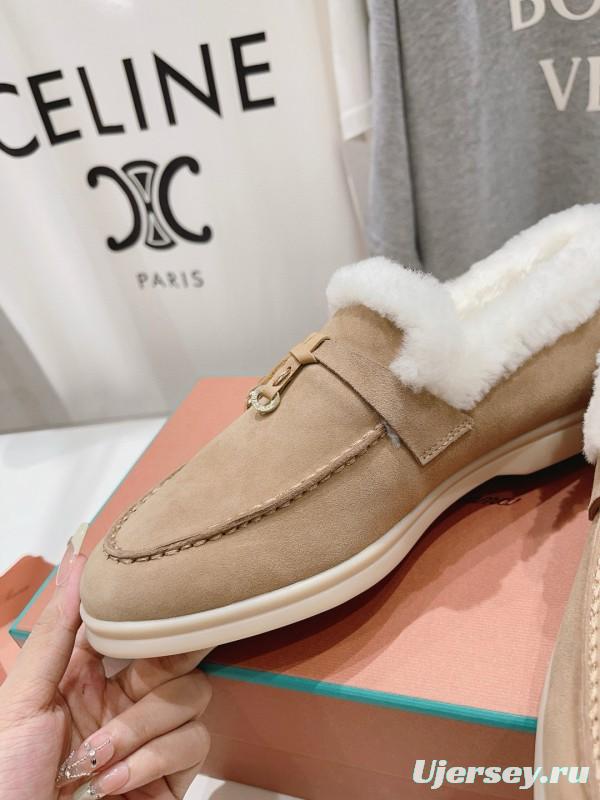 2024 Women Le Parmentier Beige Suede Shearling Loafers