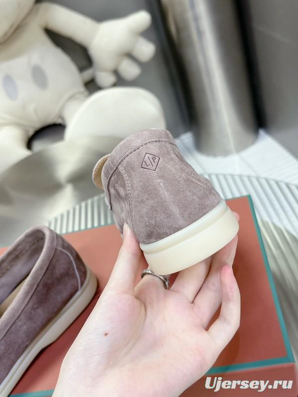 2025 Unisex Philipp Plein Taupe Calf Suede Loafers Soft Latex Sole LY00260